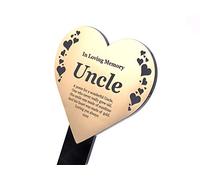 Uncle Heart Memorial Remembrance Plaque Stake - Gold/Silver/Copper/Black & White, Waterproof, Outdoor, Grave Marker, Tribute, Plant Marker (Gold)