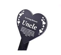 Uncle Heart Memorial Remembrance Plaque Stake - Gold/Silver/Copper/Black & White, Waterproof, Outdoor, Grave Marker, Tribute, Plant Marker (Black & White)