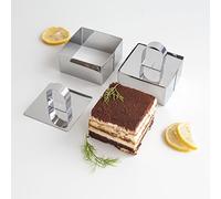 Uncle Jack Square Food Forms Presentation Cooking Molds with Press, Biscuit Dough Cutters, Stainless Steel(set of 2)