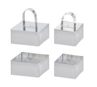 Uncle Jack Square Food Ring Molds Sets, Stainless Steel, 2 Pack 3 1/8" & 2 Pack 2 3/8"