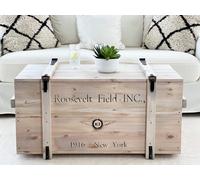 Uncle Joe´s Vintage Solid Wood Trunk Coffee Table Grey Storage