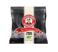 Uncle Joe's Throat and Chest Lozenges in a convenient 70g bag. Natural relief for sore throats and congestion, free from artificial flavors or colors.