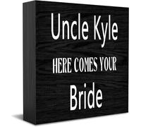 Uncle Kyle Here Comes Your Bride Home Office Decor Wooden Box Sign, Decorative Positive Office Desk Accessories Wood Plaque Wood Table Sign For Tv Cabinet Shelf 5 X 5 Inch