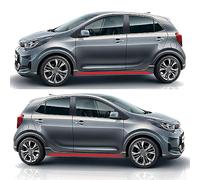 UNCLE LIAO Car Side Skirt For Kia Picanto Auto Car Door Sticker Side Step Skirt.,B-Red