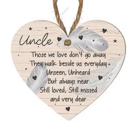 Uncle Memorial Plaque - Sentimental Keepsake with Feather and Heart Design - ‘Those We Love Don’t Go Away’ Tribute for Remembering a Beloved Uncle (Medium: 15 cm (H) × 13 cm (W))