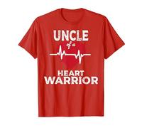 Uncle of A Heart Warrior CHD Awareness Congenital Defect T-Shirt, Men, Red, Small