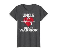 Uncle of A Heart Warrior CHD Awareness Congenital Defect T-Shirt, Women, Dark Heather Grey, X-Small