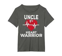 Uncle of A Heart Warrior CHD Awareness Congenital Defect T-Shirt, Women's Plus, Asphalt Grey, 6X