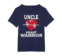 Uncle of A Heart Warrior CHD Awareness Congenital Defect T-Shirt, Women's Plus, Navy Blue, 1X