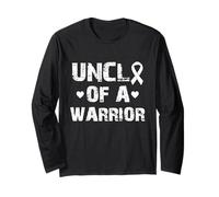 Uncle of a Warrior Lung Cancer White Ribbon Men Boys Survive Long Sleeve T-Shirt