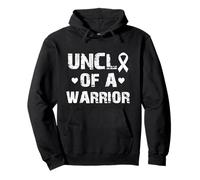 uncle of a warrior lung cancer white ribbon men boys survive Pullover Hoodie