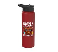 Uncle of The Birthday Boy Highland Cow Stainless Steel Insulated Water Bottle