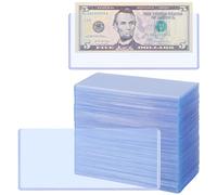 Uncle Paul 100PCS Banknotes Top-Insert Holders - Currency PVC Transparent Bill Money Top-Load Sleeves Display Holder for Regular Bills Protector Storage Cases Collectors PN03L100
