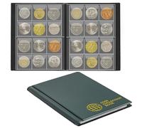 Uncle Paul 120 Pockets Coin Collection Album - Fits Coins Under 25mm, 30x30mm/1.2x1.2 Inch Pocket Coin Holder Collecting Storage Book for Penny Euros CS0112GR