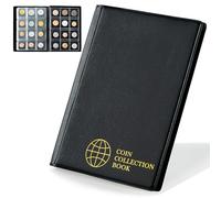 Uncle Paul 120 Pockets Coin Collection Album - Fits Coins Under 25mm, 30x30mm/1.2x1.2 Inch Pocket Coin Holder Collecting Storage Book for Penny Euros CS0112BKPRO