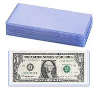 Uncle Paul 15 PCS Bill Currency Clear Holders Transparent PVC Banknote Topload Holders Bill Sleeves 6.8 x 2.9 Inch Currency Display Money Protector PN03L15