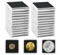 Uncle Paul 25 PCS Coin Capsules, 20/25/30/35/40mm Coin Snaps Holders with 5 Sizes Black Gaskets, Clear Cases for Collection Supplies Silver Dollar Pounds Cents