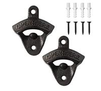 Uncle Paul® 2PCS Cast Iron Wall Mounted Bottle Opener Vintage Rustic with Self-Tapping Screws for Home Garden Bar KTV Hotel KH02