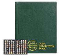 Uncle Paul 350 Pockets Coin Albums - 35x30 mm/1.3x1.1 inch Pocket Green Coin Book 10 Pages Coin Collection Holder Letter Size Coin Storage Book CS0235GR