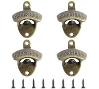 Uncle Paul® 4 Piece Copper Wall Mounted Bottle Opener Vintage Rustic with Screws for Home Garden Bar KTV Hotel (Bronze) KH0204MX2