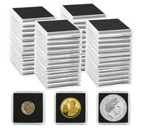 Uncle Paul 50 PCS Coin Capsules, Coin Snap Holders with 5 Sizes Black Gaskets 20/25/30/35/40mm, Clear Coin Cases for Coin Collection Supplies Silver Dollar Pounds Cents