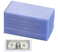 Uncle Paul 60 PCS Clear Paper Money Holder Currency Topload Holders, 6.8 x 2.9 Inch Transparent PVC Bill Protector, Banknotes Sleeves Currency Paper Money Protector Bag PN03L60