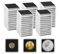 Uncle Paul 80 PCS Coin Collecting Capsules, 20/25/30/35/40mm Holders with 5 Sizes Black Gaskets, Clear Coin Cases for Collection Supplies Silver Dollar Pounds Cents