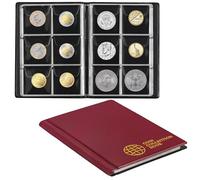 Uncle Paul Coin Collection Album 60 Pockets - 4.5x4.5cm/1.8x1.8 inch Coin Holder Book Coin Storage Album Money Penny Pocket for Collectors Red CS0106RE