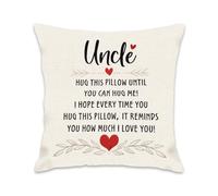 Uncle Pillow Cases Gift for Uncle Birthday Gifts from Niece Nephew Hug This Pillow Until You Can Hug Me Pillow Case Gift for Men for Uncles 45x45 Cushion Covers