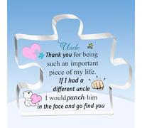 Uncle Puzzle Shaped Plaques Father's Day Gifts for Uncle Appreciate Birthday Present Ideas Acrylic Signs from Niece Nephew Desk Decorations to My Uncle Christmas Thanksgiving Keepsakes