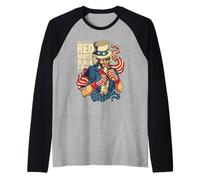 Uncle Sam Boxer Patriotic American Freedom Raglan Baseball Tee