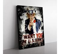 Uncle Sam Recruitment War Poster Modern Cb Canvas Wall Art Print Ready to Hang, Framed Picture for Living Room Bedroom Home Office Décor, 76x50 cm (30x20 Inch)