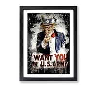 Uncle Sam Recruitment War Poster Modern Cb Framed Print | A3 Black Framed Wall Art | Ready to Hang | Modern Nature Picture | Living Room Bedroom Lounge Office