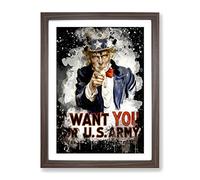 Uncle Sam Recruitment War Poster Modern Cb Framed Print | A3 Walnut Framed Wall Art | Ready to Hang | Modern Nature Picture | Living Room Bedroom Lounge Office