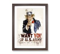 Uncle Sam Recruitment War Poster Modern Fc Framed Print | A3 Walnut Framed Wall Art | Ready to Hang | Modern Nature Picture | Living Room Bedroom Lounge Office