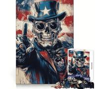 Uncle Sam Skull Adult Jigsaw Puzzles 1000 Pieces Cognitive Workout Unwind Easily No Rough Edges Holiday Present (38x26cm)