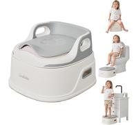 UNCLE WU 3-in-1 Potty Trainning Toilet Seat with Step Stool -Non Slip Toddler Toilet Trainer for Bathroom & Kitchen - Boys/Girls Use 18M+ (Include 10 Liners)