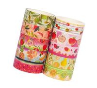 UncleS 10-Pack Decorative Tapes Colorful Fruit Design 15mm X 9.8ft Self-Adhesive For Journals & Phone Strawberry Tape
