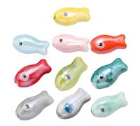UncleS 10 pieces vivid hand-packed ceramic fish charm spacer beads unique craft brand for bracelets necklaces key ring double victory fish beads phone chains