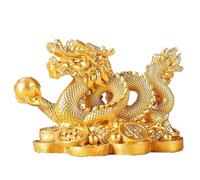 UncleS 1PC Good Lucky Golden Dragon Chinese Twelve Statue Golden Dragon Statue Animals Sculpture Figurines Desktop Decor