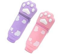 UncleS 2Pcs Telescoping Pen Case Zippered Silicone Pen Case Retractable Pouches Holder for Student Kid Girl School Stretchable Pencil Container