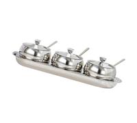 UncleS 304 Stainless Steel Spices Jar Set With Lid Spoon Tray Condiment Jars Spices Storage Can For Kitchen And Outdoor Cooking Kitchen Seasoning Organizers