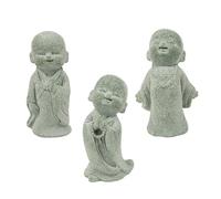UncleS 3Pcs Buddhist Miniature Monk Sculpture Faux Sandstone Resins Figurine Ornaments For Home And Office Aquariums Decoration Miniature Monk Statues