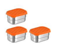 UncleS 3Pcs Stainless Steel Kids Snacks Container Reusable Food Storage Box with Silicone Lid for Students and Workers Portable Bentos Box