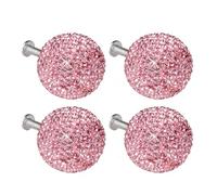 UncleS 4Pcs Fashion Wardrobe Knob Rhinestones Cabinet Drawer Handle Cupboard Pulls Simple Furniture Decoration Easily Install Rhinestones Cabinet Pull Knob