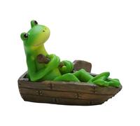 UncleS Collectible Resins Traveling Boating Frogs Figurine Miniature For Home And Office Decoration Animal Statue Ornament Collectible Frogs Figurine