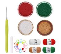 UncleS Crochet Kits Christmas Coasters Yarn Set Needle Starter with Stitching Markers Thread Starter Christmas Yarn Set with Thread