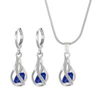 UncleS Cubic Zirconia Studs and Neckalce Sophisticated Zirconia Crystal Necklace Earrings Jewelry Set for Fashion Ladies, 1*3.3cm, Copper