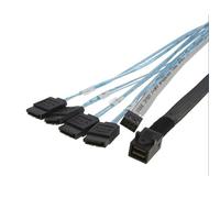 UncleS Efficient MiniSAS SFF-8643 To 4SATA 7pin Thick Shielded Cable 0.5M With Sideband For Networking Tasks Fast Speed Data Transfer