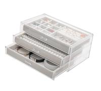 UncleS Elegant Acrylic Jewelry Holder With 3 Drawers Space Saving Desk Organiser For Necklaces And Trinkets Accessories Box Bead Storage